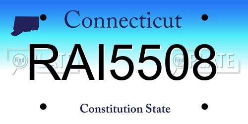 RAI5508 Connecticut License Plate