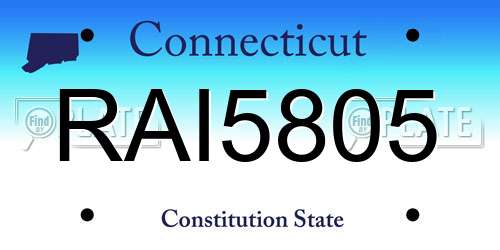RAI5805 Connecticut License Plate