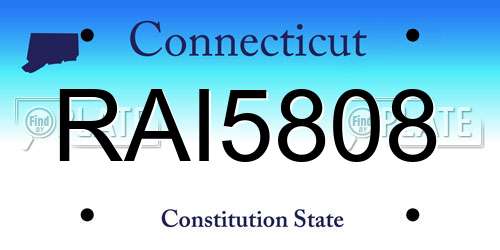 RAI5808 Connecticut License Plate