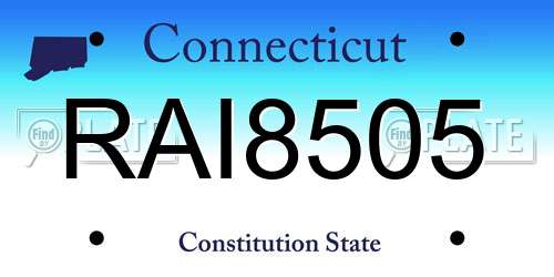 RAI8505 Connecticut License Plate