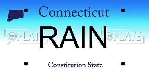 RAIN Connecticut License Plate