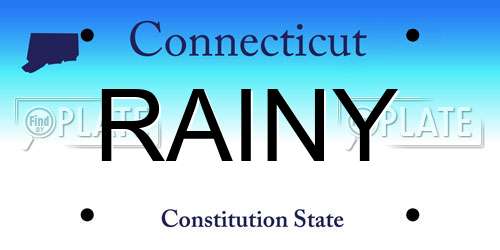 RAINY Connecticut License Plate