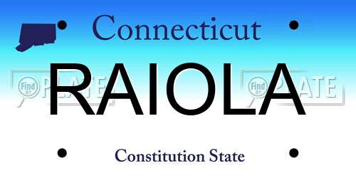 RAIOLA Connecticut License Plate