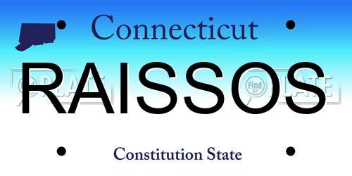 RAISSOS Connecticut License Plate