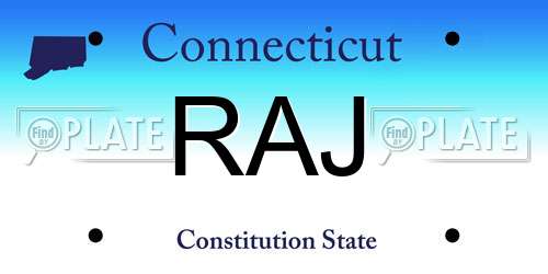 RAJ Connecticut License Plate
