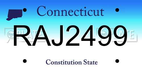 RAJ2499 Connecticut License Plate