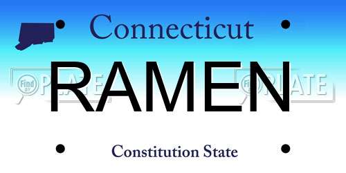 RAMEN Connecticut License Plate