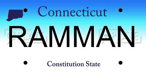 RAMMAN Connecticut License Plate