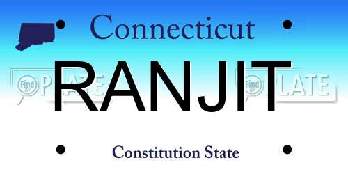 RANJIT Connecticut License Plate