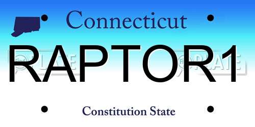 RAPTOR1 Connecticut License Plate