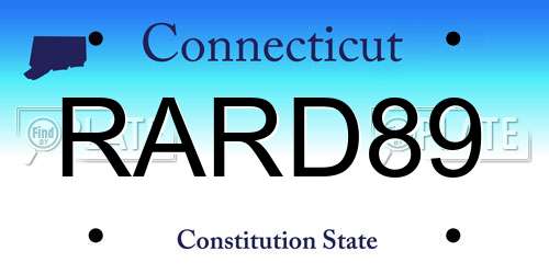 RARD89 Connecticut License Plate