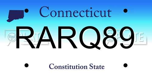 RARQ89 Connecticut License Plate
