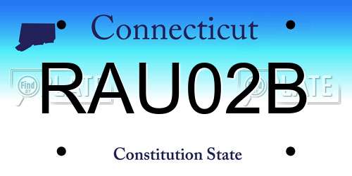 RAU02B Connecticut License Plate