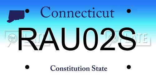RAU02S Connecticut License Plate