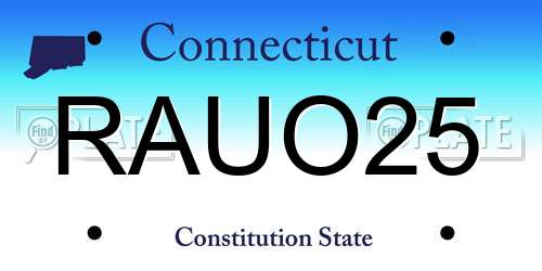 RAUO25 Connecticut License Plate