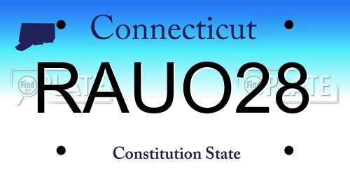 RAUO28 Connecticut License Plate