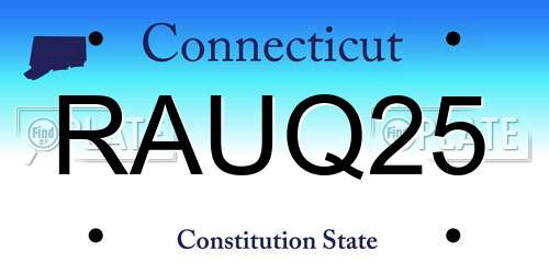 RAUQ25 Connecticut License Plate