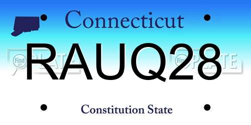 RAUQ28 Connecticut License Plate