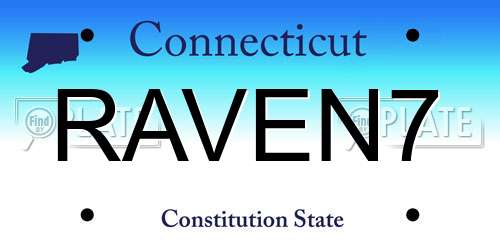 RAVEN7 Connecticut License Plate