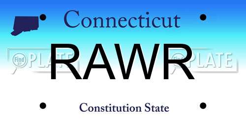 RAWR Connecticut License Plate