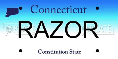 RAZOR Connecticut License Plate