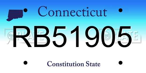 RB51905 Connecticut License Plate