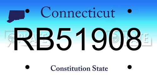 RB51908 Connecticut License Plate