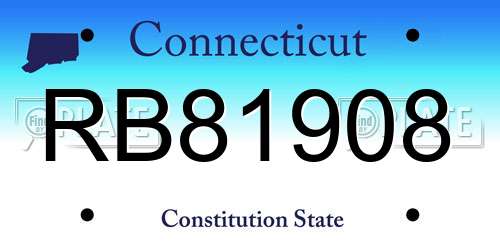 RB81908 Connecticut License Plate