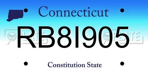 RB8I905 Connecticut License Plate