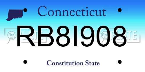 RB8I908 Connecticut License Plate