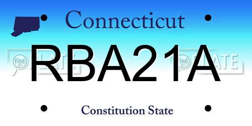 RBA21A Connecticut License Plate
