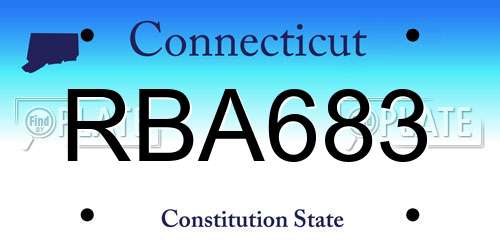 RBA683 Connecticut License Plate