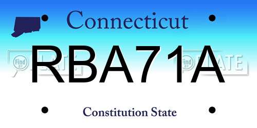 RBA71A Connecticut License Plate