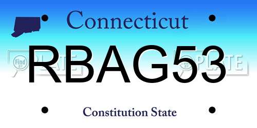 RBAG53 Connecticut License Plate