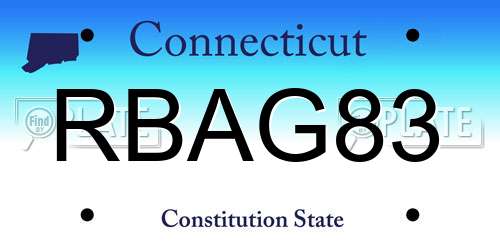 RBAG83 Connecticut License Plate