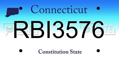 RBI3576 Connecticut License Plate
