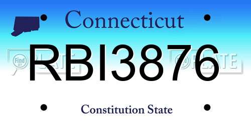 RBI3876 Connecticut License Plate
