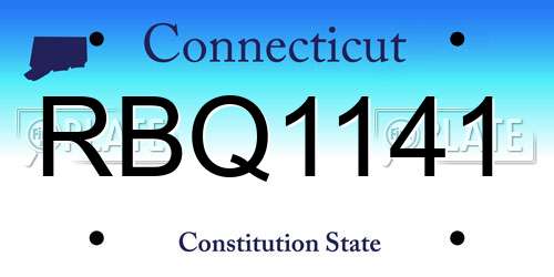 RBQ1141 Connecticut License Plate