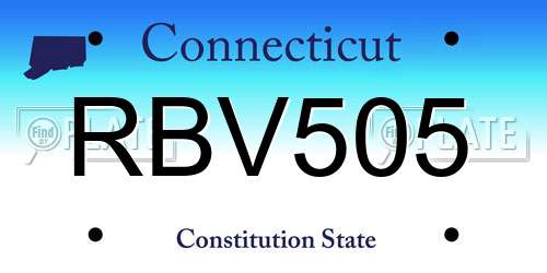 RBV505 Connecticut License Plate