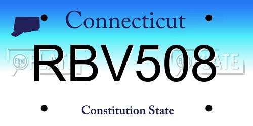 RBV508 Connecticut License Plate