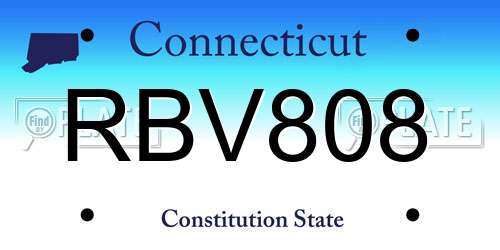 RBV808 Connecticut License Plate