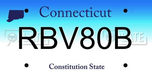 RBV80B Connecticut License Plate
