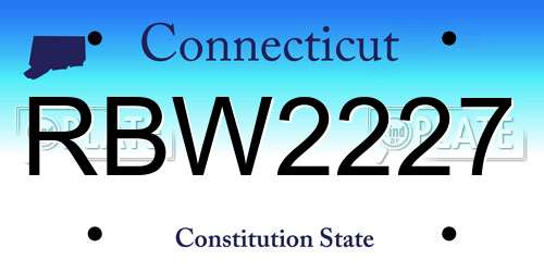 RBW2227 Connecticut License Plate