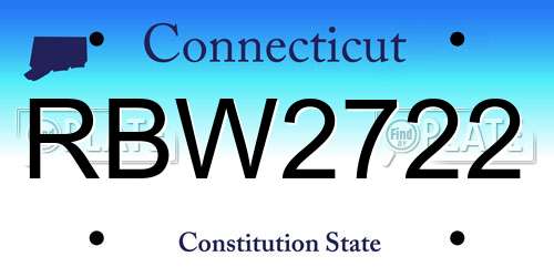 RBW2722 Connecticut License Plate
