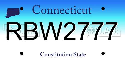 RBW2777 Connecticut License Plate