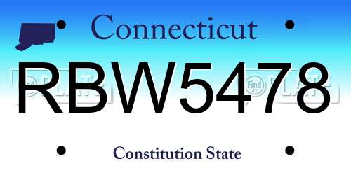 RBW5478 Connecticut License Plate