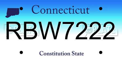 RBW7222 Connecticut License Plate