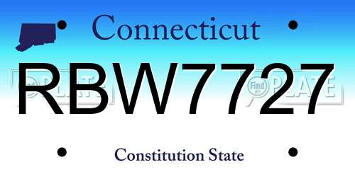 RBW7727 Connecticut License Plate