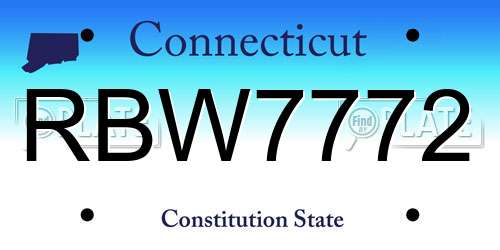 RBW7772 Connecticut License Plate