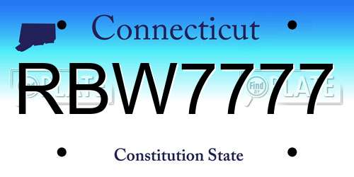 RBW7777 Connecticut License Plate
